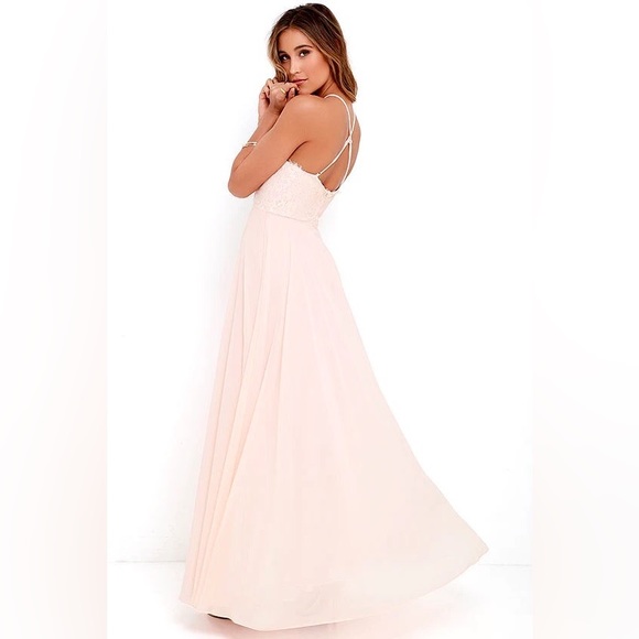 Lulu’s Everlasting Enchantment Light Peach Lace Maxi Dress - Picture 2 of 12